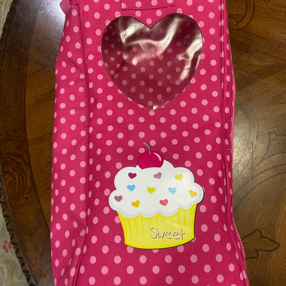 Sweet Pink Polka Dot Cupcake Kids Bag for American Girl Dolls or Similar Size